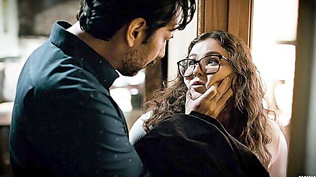 Curly-haired chick Leana Lovings screwed in the sideways pose