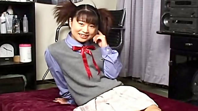 Ugly Japanese hussy Yuri Mitsui mauls her big tits