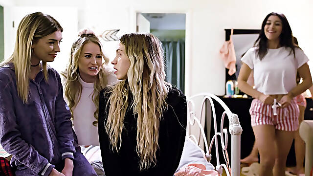 Slumber lesbian party performeds by Khloe Kapri and Gia Derza