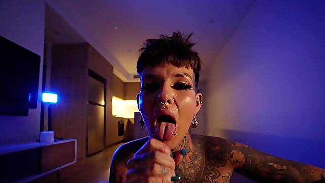 Stefani Marz sucks and rides rock hard cock in POV