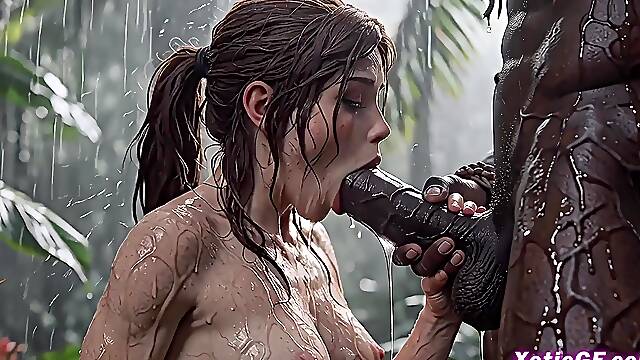 First Encounter with an African Tribal Group for Lara Croft