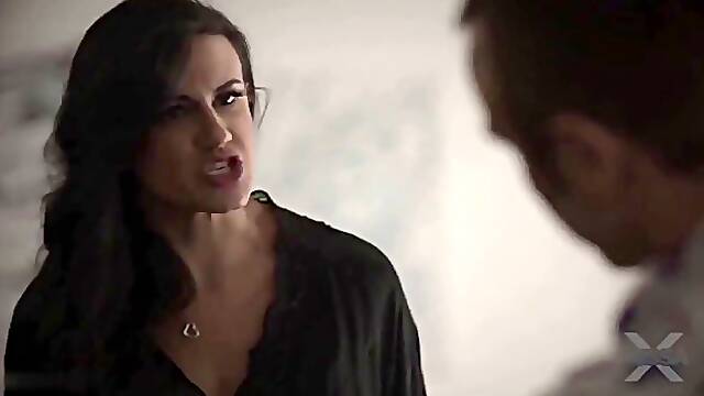 Nice white stockings brunette MILF in white stockings Penny Barber gets hot pussyfuck