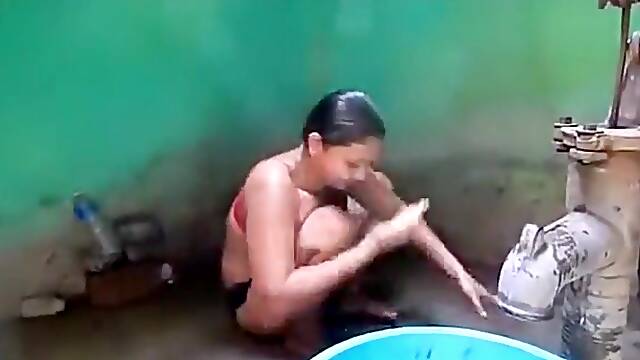 Rural Indian. Busty aunty soaping in front of me