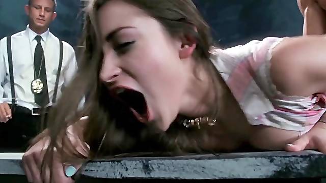 Criminal sucks and rides cock of cop in front of his colleague