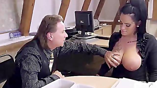 Big titted German mom secretary eats boss load in horny hard office