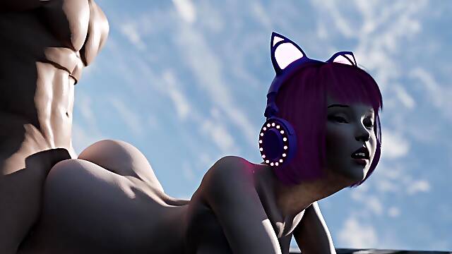 Catgirl Io Gets Her Tight Ass Fucked Hard on Nexus-3 Sloppy Blowjob & Massive Cumshots