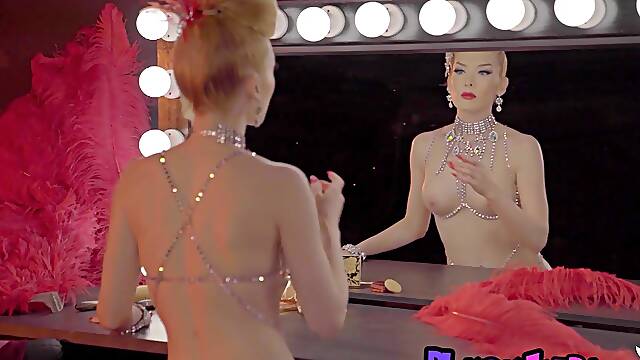 Mommy shining in slutty burlesque costume