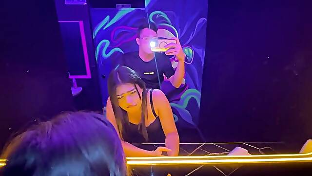 Night of sex and lots of cum in the bar washroom