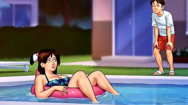 Summertime Saga - Hawt Hawt mother Id like to fuck gets screwed in the pool in her bikini