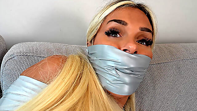 Emma & Sassy Tape Bound and Wrap Gagged Tight by the Invader! (4k)